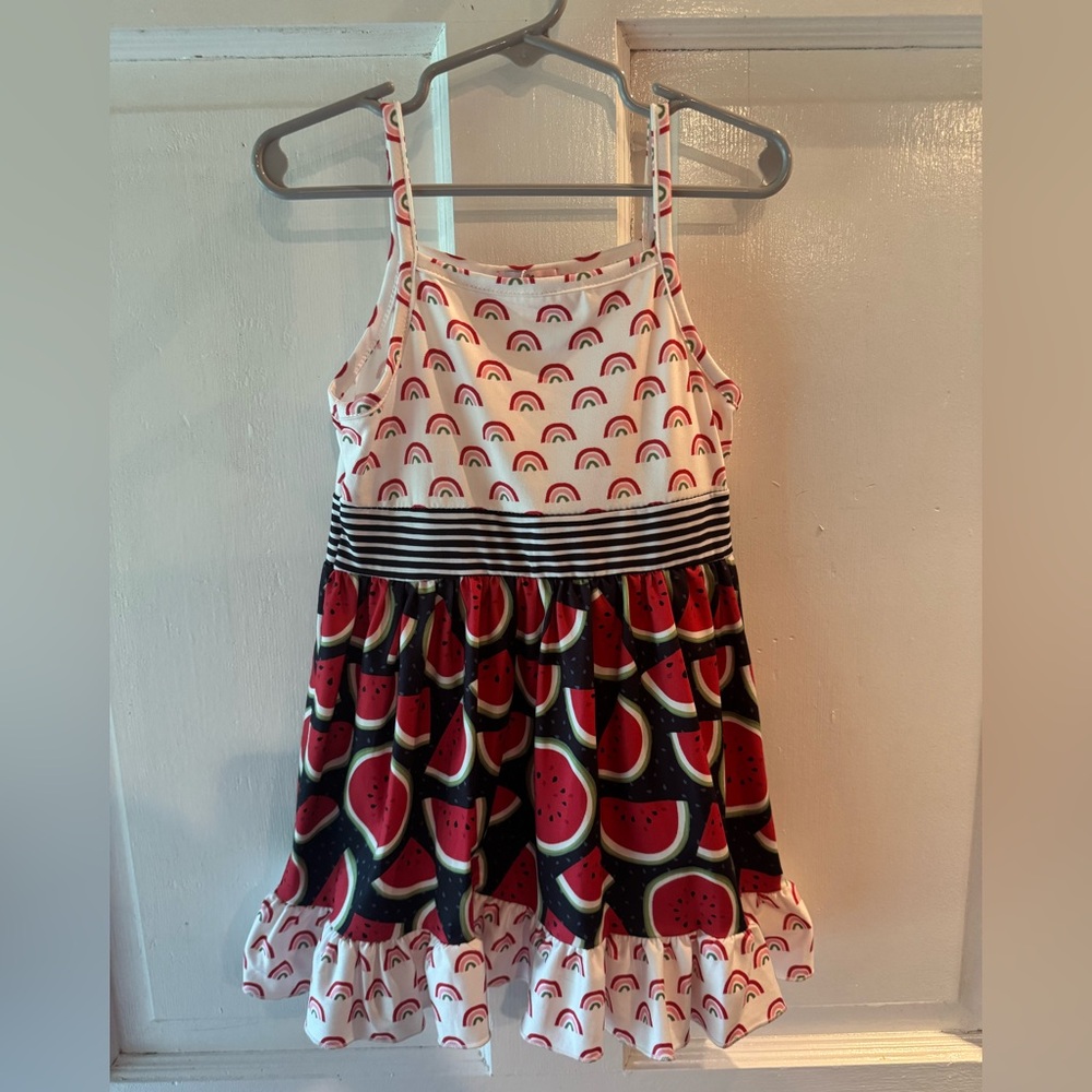 White and Black Sleeveless Spaghetti Strap Sundress